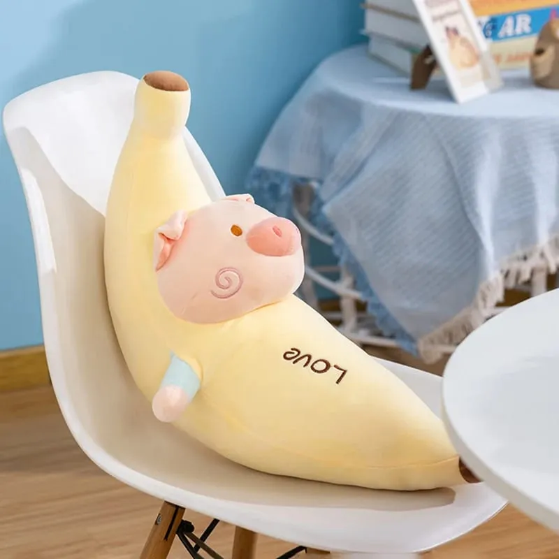 50cm Banana Pig Pillow Soft Plush Toys Sofa Bed Lumbar Cushion For Home Decor Stuffed Plushies Animal Love Pig Banana Pillow