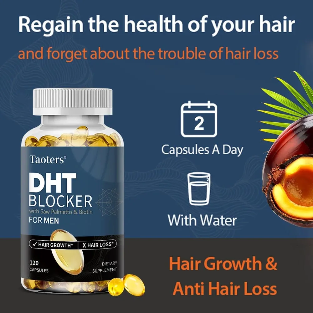 DHT Blockers for Men - with Saw Palmetto & Biotin Promote Natural Hair Growth Increase Vitality and Maximize Absorption
