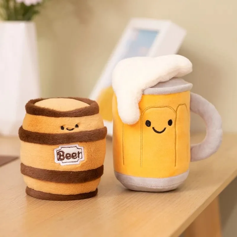 Bouteille de bière en verre 11 ~ 19cm, jolie canette de boisson, baril de bière, oreiller en peluche, peluche humanoïde Kawaii, accessoire de fête, cadeau pour homme