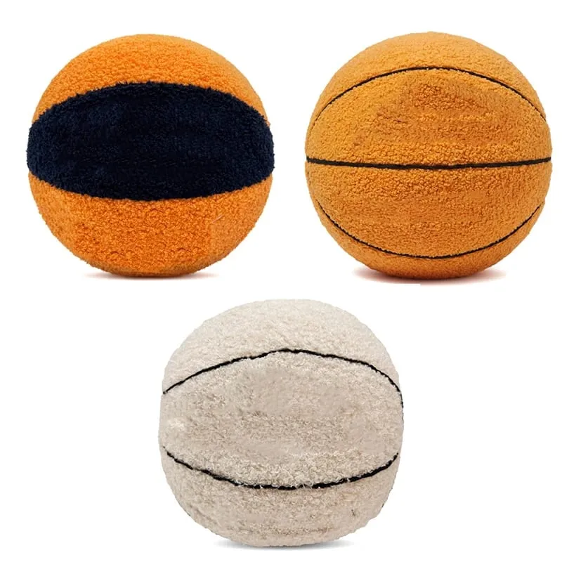 Soft Basketball Shaped Plush Throw Pillow - Fluffy Sport Stuffed Ball for Decor Gift Sports Fans Kids & Adults