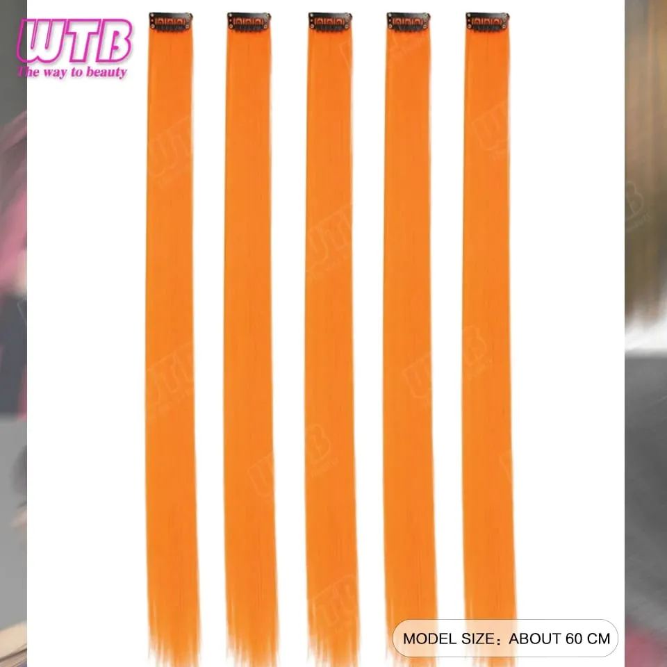 5Pcs Synthetic Wig BB Clip Style Color Straight Hair Extension Wig Suitable for Women and Girls to Wear at Holidays and Parties