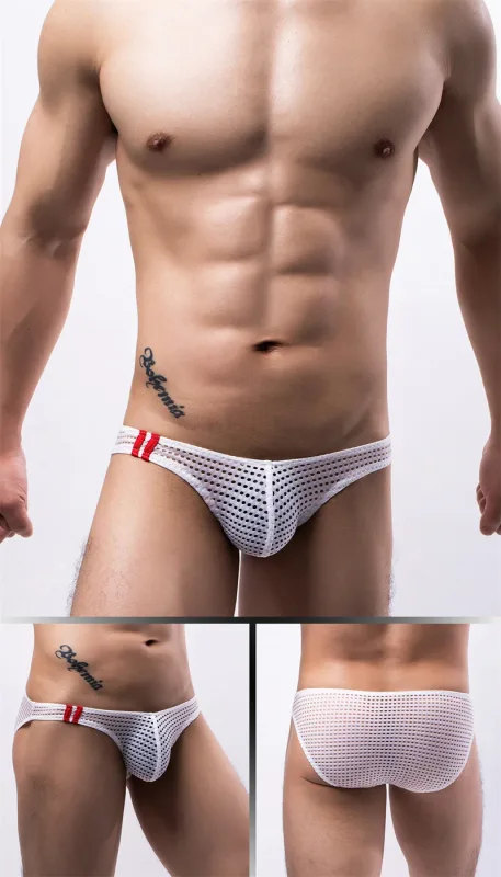 Men Briefs Summer Breathable Holes Underwear U Convex Thin Low Waist Men's Underwear Briefs Slip Underpants Calzoncillos — image 33