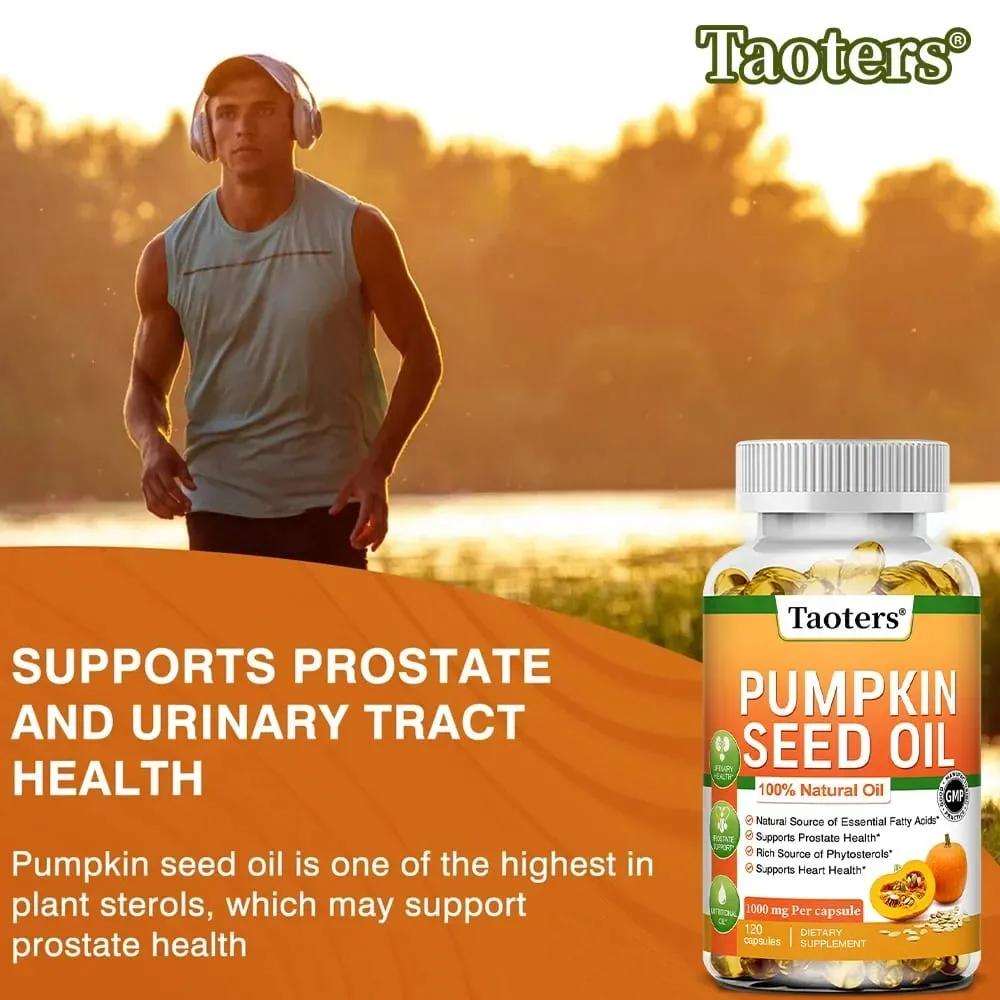 Pumpkin Seed Oil Capsules - Promotes Hair Growth Urinary Tract and Prostate Health Cardiovascular Support | Non-GMO