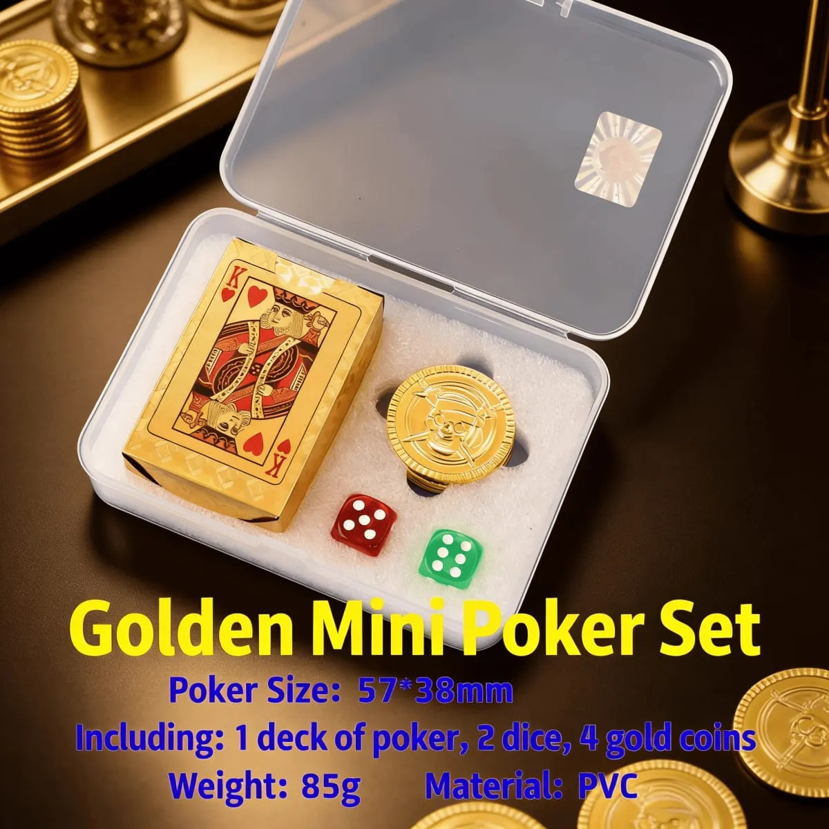 Waterproof PVC Cards Mini Poker Set Gold Foil Playing Cards Pet-Themed Poker Black Luxury Cards Men's Gift Idea Party Game