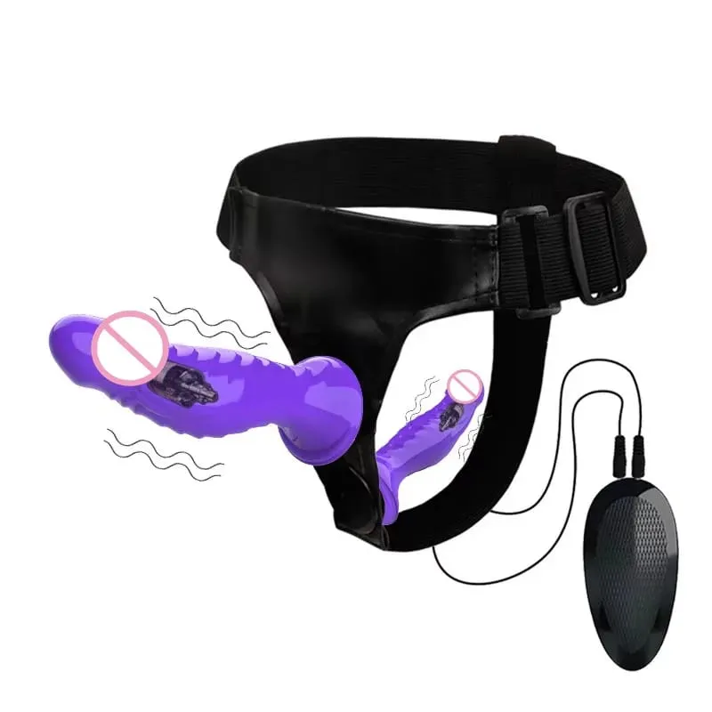 New Wired Remote - Vibe Leather Panties Dildo Set: Seahorse - Shaped Realistic Design Perfect for Lesbian Intimate Adventures