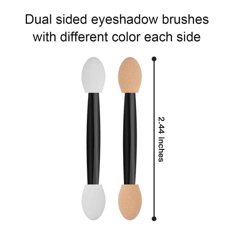 Cuttte 50/100PCS Disposable Dual Sides Eye Shadow Sponge Applicators with Container Length Eyeshadow Brushes Makeup Applicator