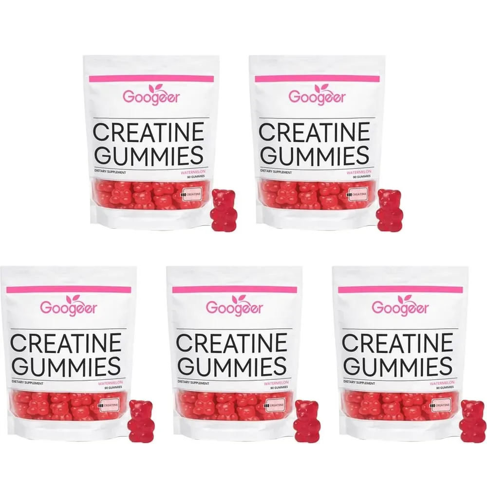 Googeer Creatine Gummies with L-Tyrosine L-Theanine & Huperzine A for Muscle Growth Strength Energy & Endurance Support 90 CT