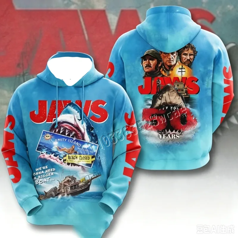 2026/27 Men Hoodies Jaws Horror Film Hoodie Men Women Fashion Hoodies Casual Hoodie Sweatshirt Shark Coat Sudadera Men Clothing
