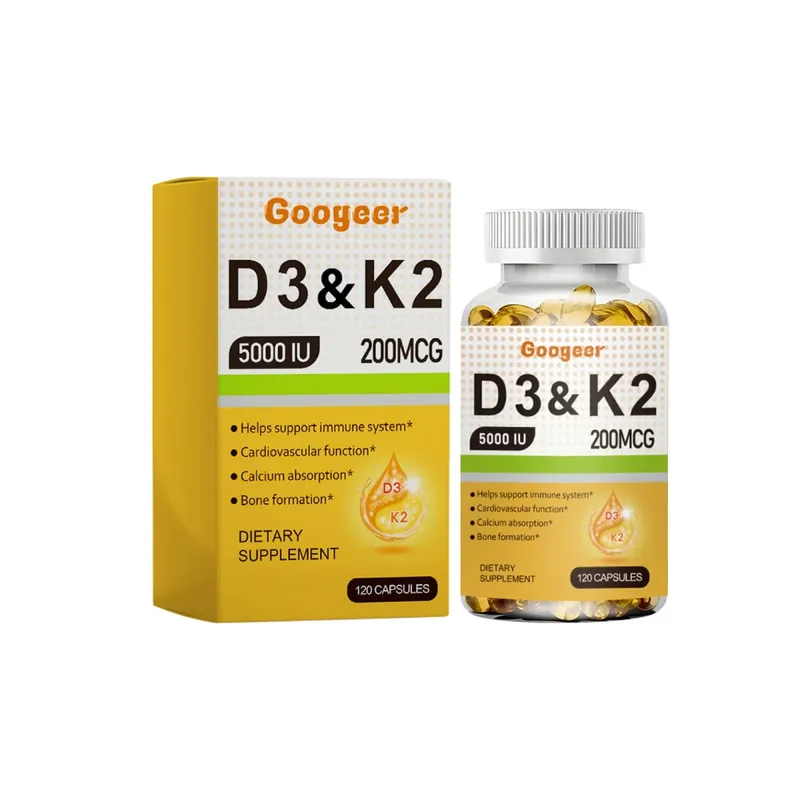 Googeer Vitamin D3 & K2 Capsules with Immune System Support and Bone Formation Support for Calcium Absorption 120 Capsules
