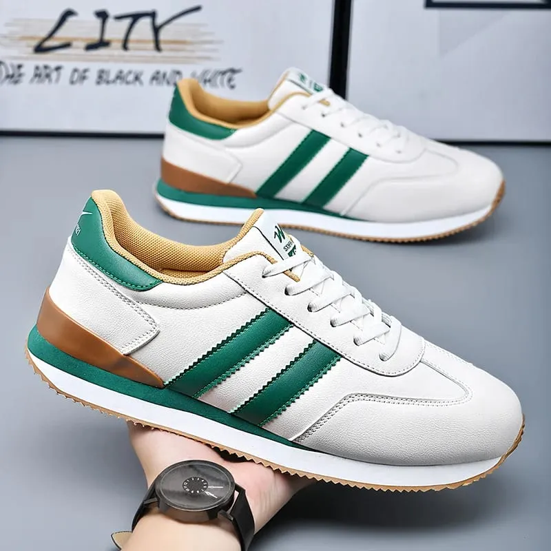 2026 Men Retro Sneakers Casual Shoes White Green Fashion Comfortable Daily Footwear