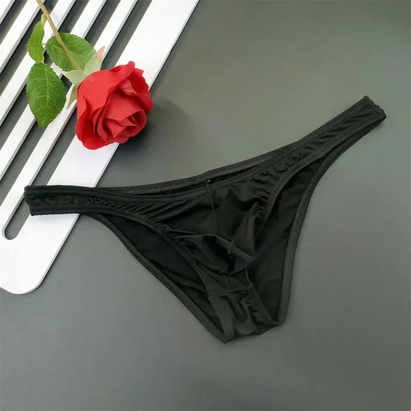 5Pcs New Youth Men's Ice Silk Brief U Pouch Underwear Low Waist Ultra Thin Transparent Underpants Sexy Plus Size Male Panties