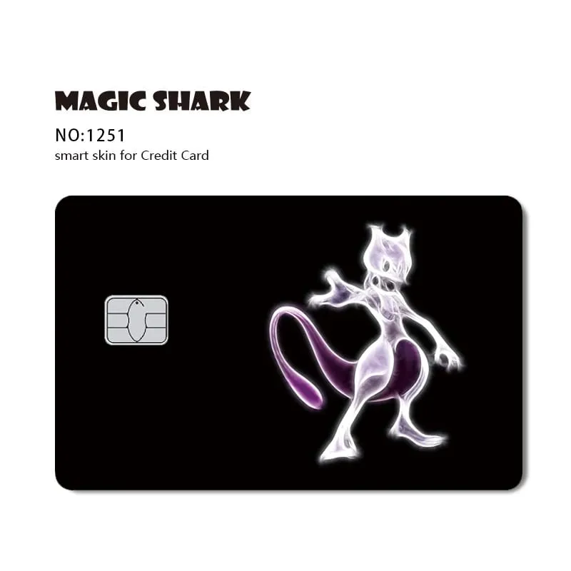Maigc Shark Cute Pokémons Mewtwo Eevee Pikachu Gengar Adesivo Capa de filme para cartão de crédito de débito sem desbotamento