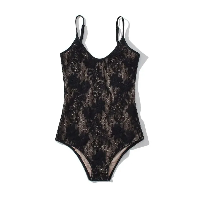 Sexy Mesh See Through With Lining Backless Spaghetti Strap Bodysuit Woman Sling Tight Short Jumpsuit Slim fit Rompers Playsuits — image 10