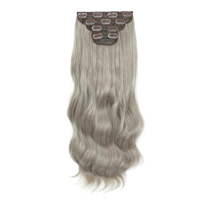 24Inch Clips Body Wave Bundle Ombre Grey Blonde P27/613 4Pcs/Lot Clip In 220g Ombre Brown 6# High Temperature Bio Synthetic Hair
