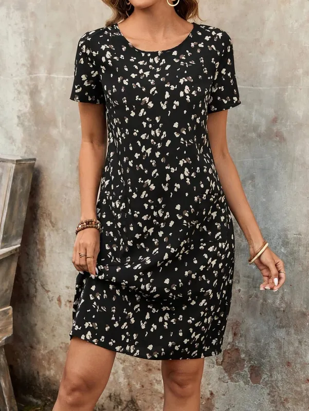 Summer Casual Floral Print Women's Dress Fashion Short Sleeve Mini Dress Beach Vacation Dress Y2k Ladies Clothes Dresses Clothes