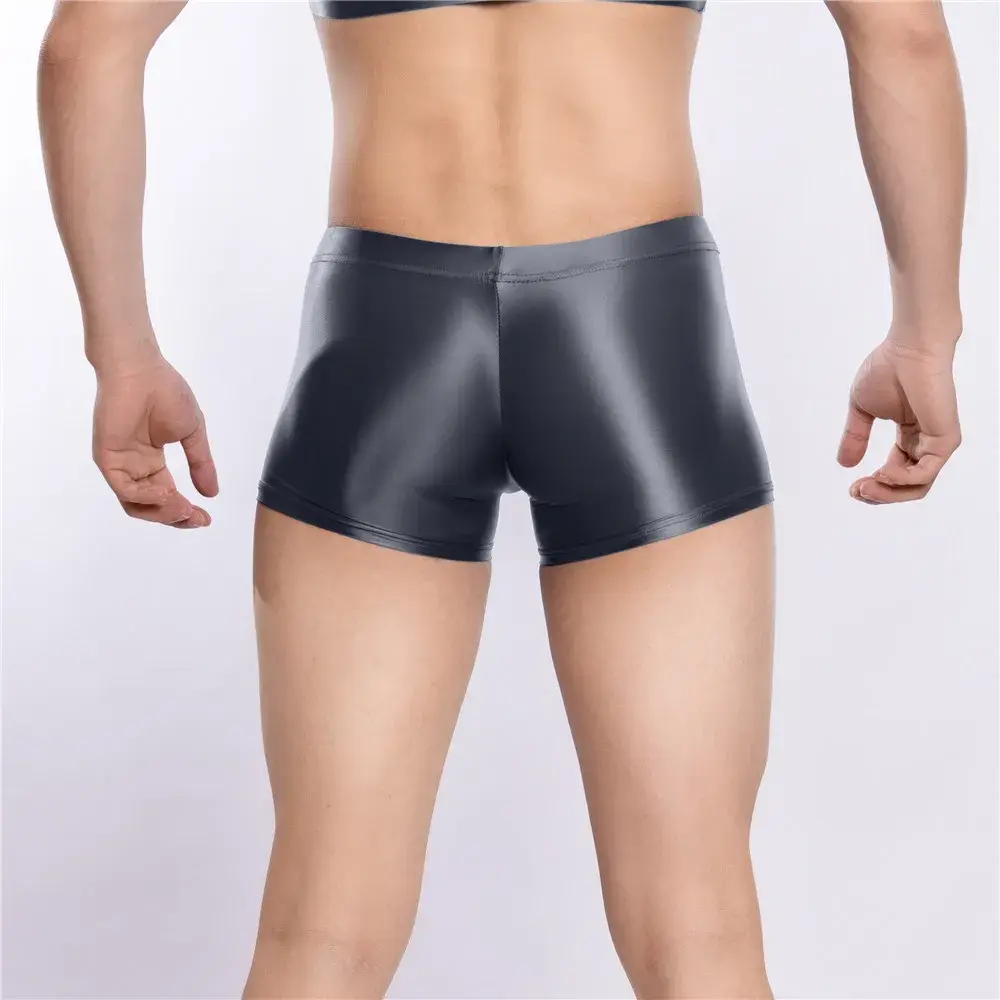 Sexy Men Hot Short Panties U Bulge Pouch Boxer Oil Shiny Glossy Smooth Lingerie Candy Color Underwear Breathable Briefs