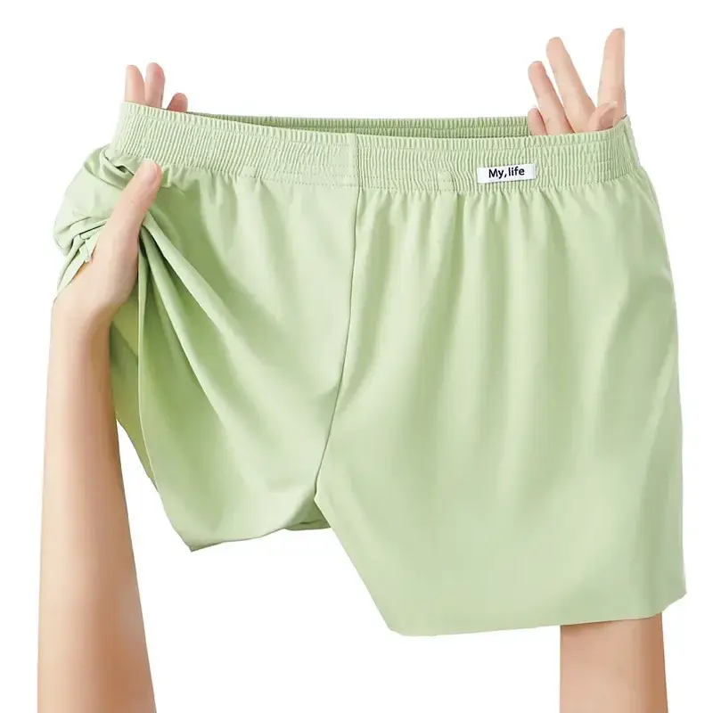 Calzoncillos tipo bóxer sueltos y sedosos de satén de gran tamaño para hombre, ropa interior fina y fresca de seda helada de verano, pantalón con flecha, ropa de dormir sin apariencia, pijamas, bragas 3256812316631462