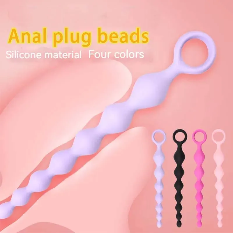 Soft Silicone Anal Dildo with Heart Beads Big Balls G-Spot Stimulating Butt Plugs for Couples Adult Sex Toy Sexy Anal Plug