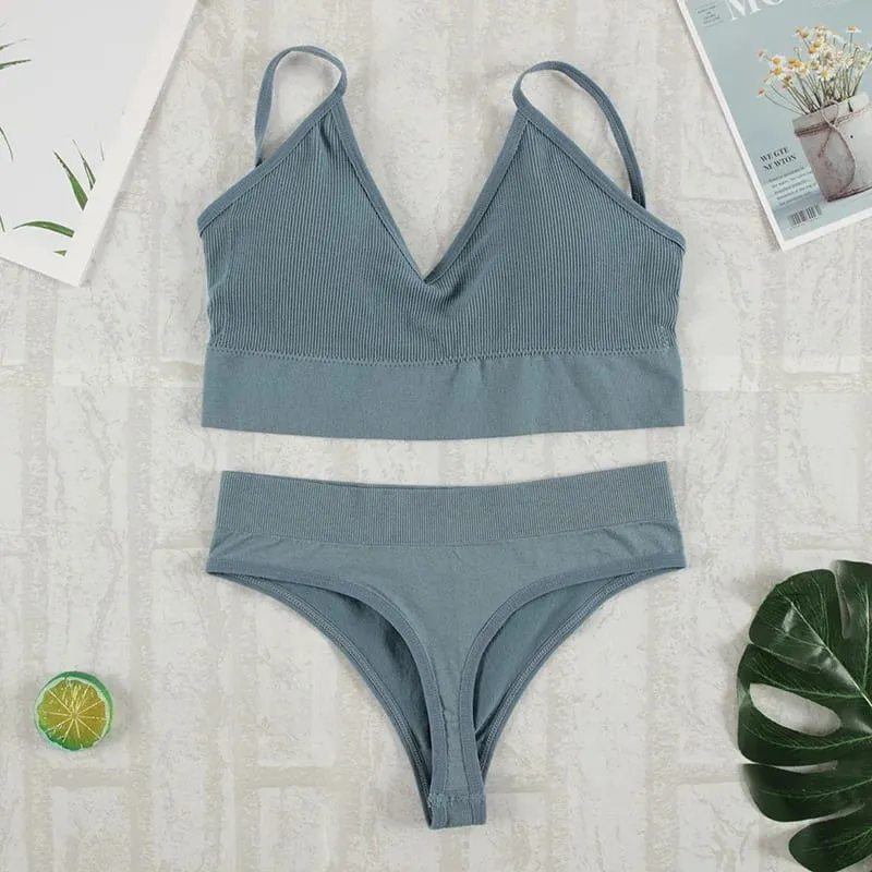 2Pcs Bra Set Underwear Set Women Panties Sexy G-String Seamless Bralette Female Lingerie Soft Tank Crop Top 2026