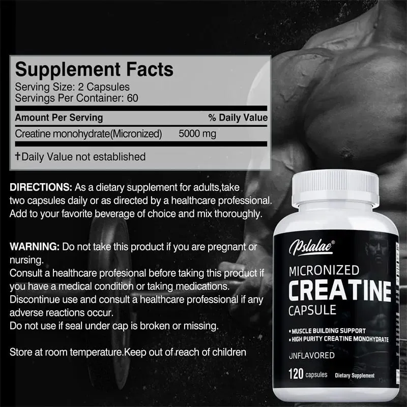 Creatine Monohydrate - 5000 Mg Bawat Paghahatid ng Pre-workout Creatine Upang Tumulong sa Pagbuo ng Muscle na Pagandahin ang Enerhiya at PerformanceSupplements