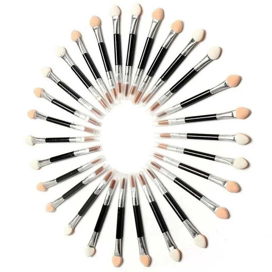 10 Pcs Applicator Double-Ended Cosmetic Brushes Women Makeup Eyeshadow Eyeliner Sponge Lip Brush Set Disposable Makeup Brush