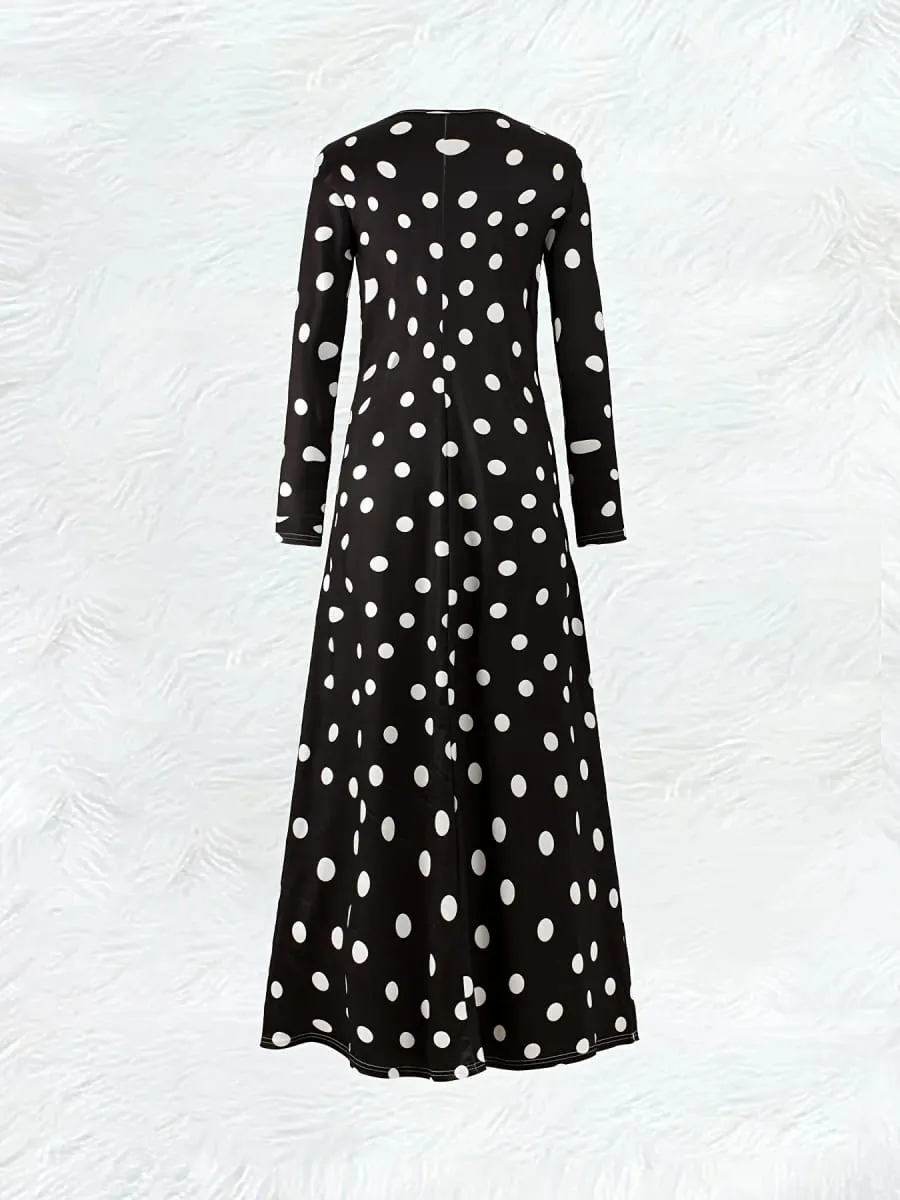 Long Sleeve Dress for Women Casual Solid Color A Line Midi Dress Fall Winter Fashion Elegant Office Wear Comfortable Stretchy