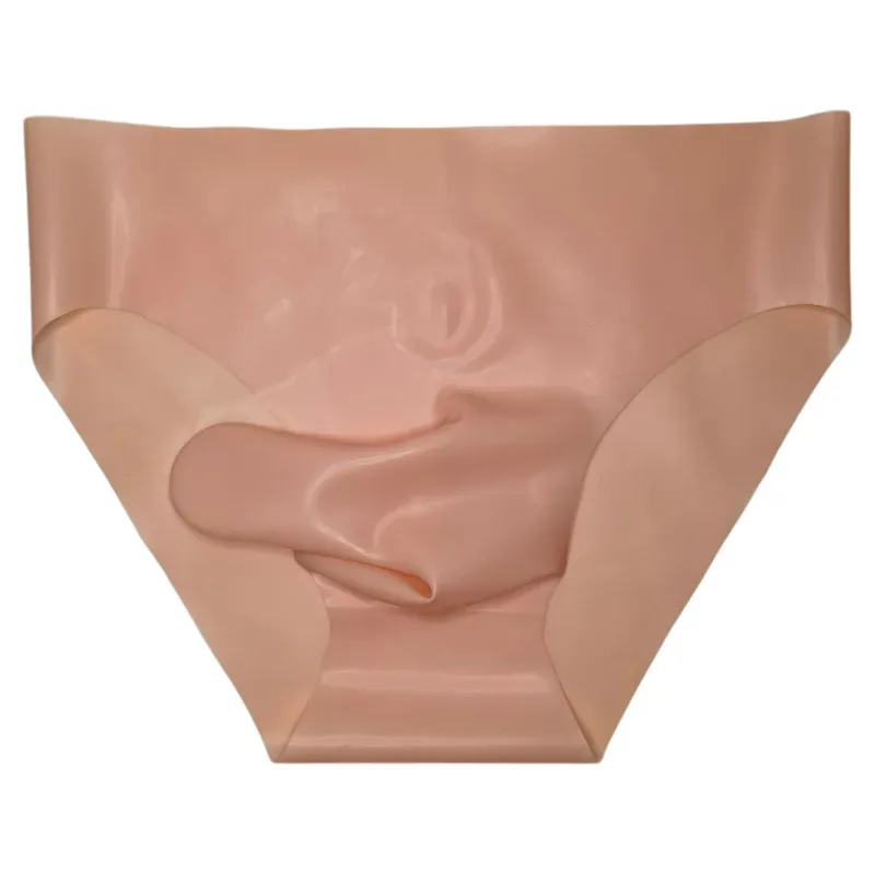 Men's Sexy Latex Erotic Underpants Seamless Rubber Sheath Sissy Briefs See-Through Couple Low Waist Panties Tight Safety Panties