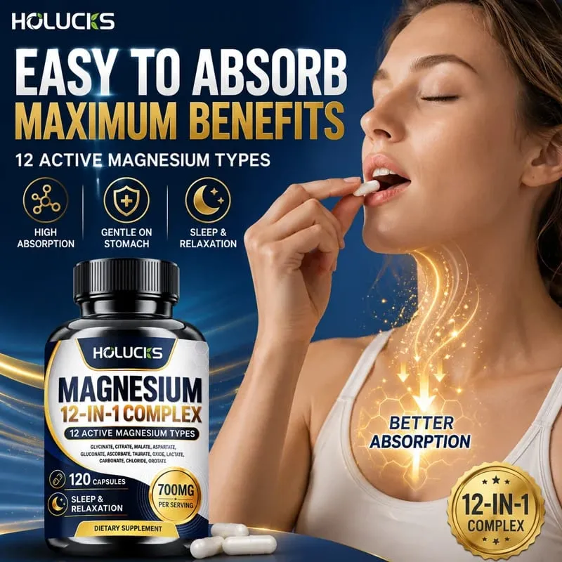 Magnesium Complex 700mg 12 in 1 Supplement Support Heart & Bone Health Aid Relaxation Improve Muscle Strength Boost Immune