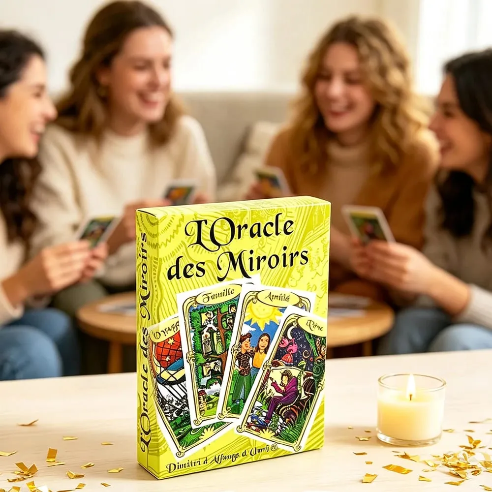L'Oracle Des Miroirs Divination Cards Game French Mirror Theme Cards Mystic Fortune‑Telling Game with Guidebook for Beginners