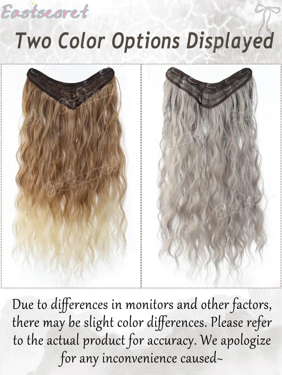 Synthetic Long Clip In One Piece Hair Extension 5 Clips V-Shaped Clip In Hair Extensions Heat Resistant Fake Hair