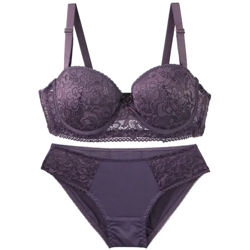 2025 New Floral Knitted Underwire Bra For Women Adjustable Straps Lace BC Cup Underwear Push Up Minimizer Padded Lingerie