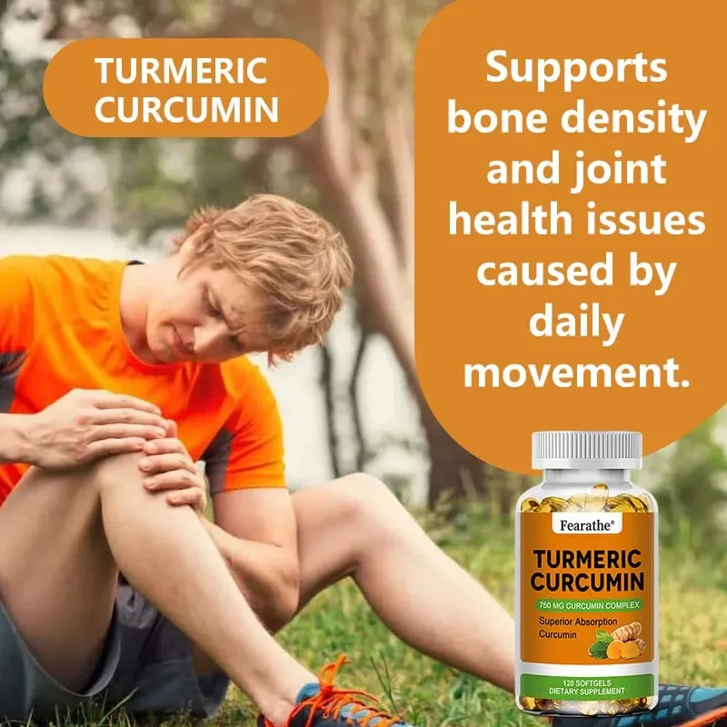 Organic Turmeric Curcumin Capsules Natural Antioxidant Herbal Supplement for Joint Bone Brain Cardiovascular & Body Wellness — image 6