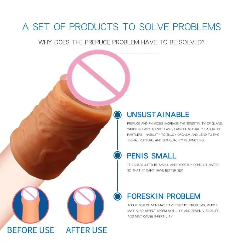 1/3Pcs Silicone Cock Ring Sex Toys For Men Penis Enlargement Glans Foreskin Rings Male Chastity Cage Penis Massage Lock Delay