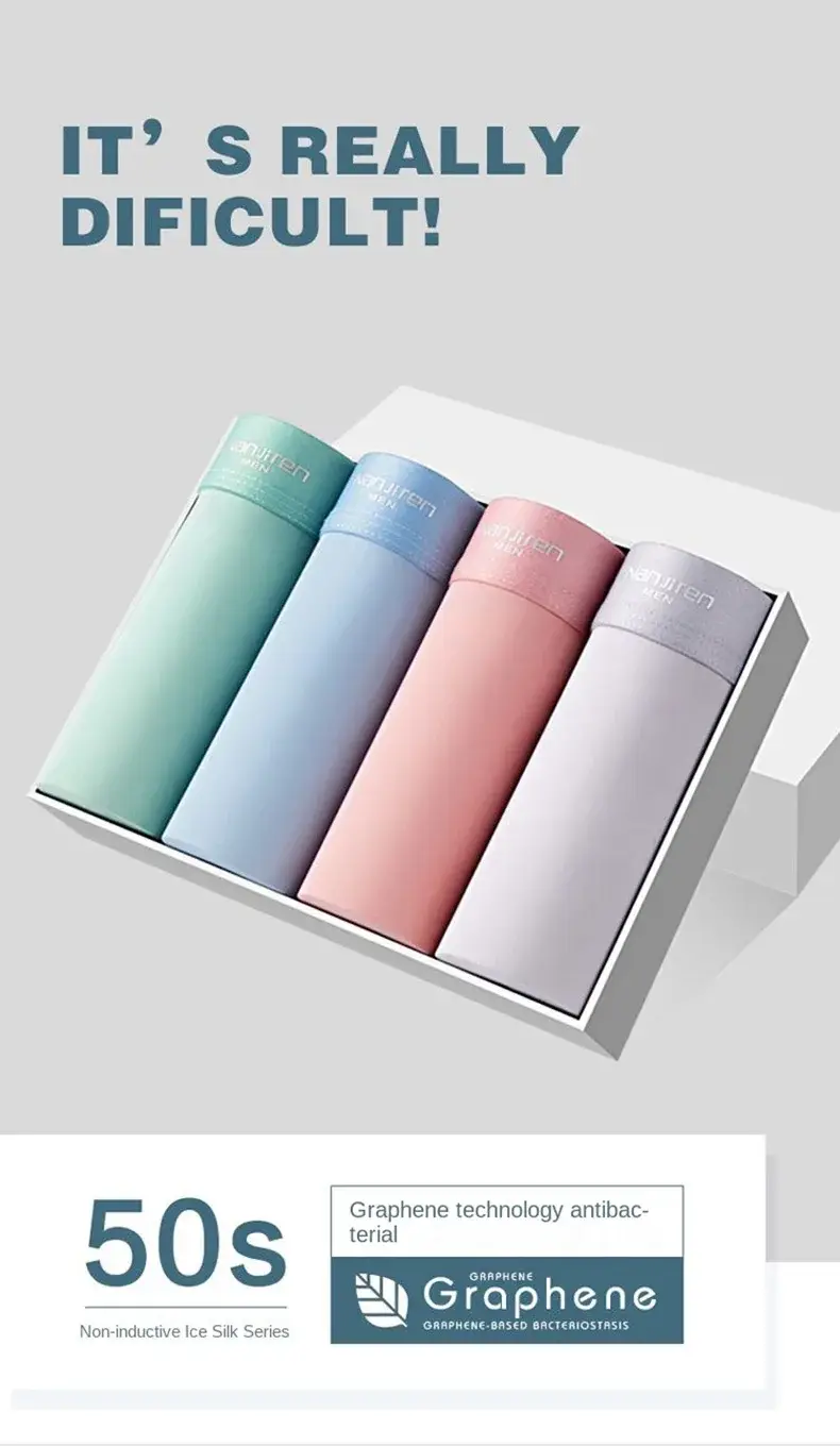 4 pçs boxer shorts masculino roupa interior de seda gelo legal cuecas respirável sexy calcinha fina u convexo lingerie lotes por atacado L-6XL