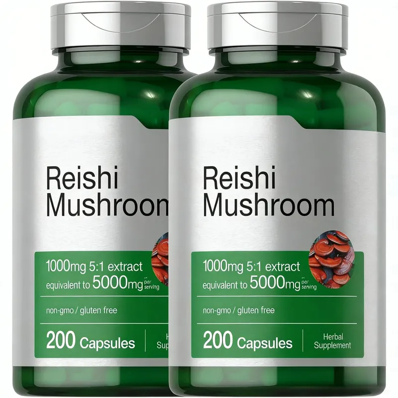 Reishi Mushroom Capsules | 200 Count | Non-GMO and Gluten Free Extract Supplement