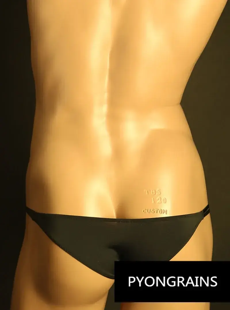 Men Adjustable Metal O-Ring Double Thin Strap Bikini Briefs Low Rise Silky Ice Silk 3D U Convex Pouch Sexy Male Underwear