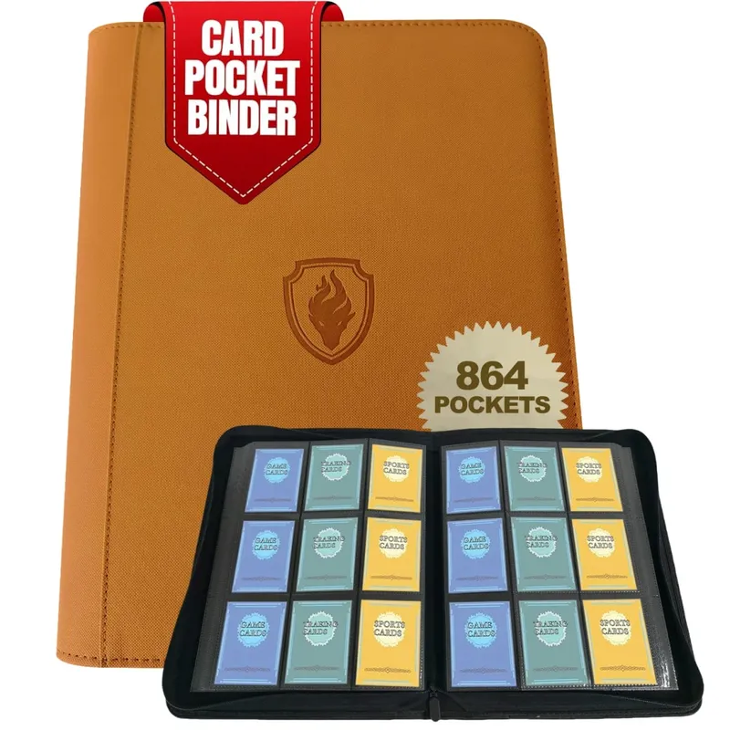 9-Pocket Ring-Less Card Binder Double Capacity Can Hold 864 Cards Suitable for Sport/YGO/PTCG/Game Cards