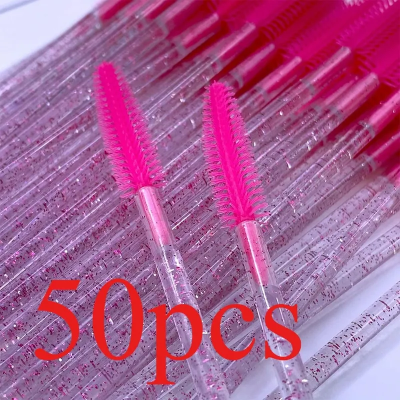 50/100 Pcs Silicone Crystal Mascara Wands Disposable Diamond Eyelash Brushes Comb Beauty Makeup Brush Tools for Women