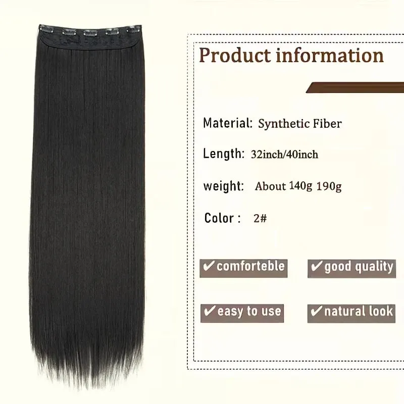 32Inch/40Inch Synthetic Long Straight Hair Extension 5 Clips-in Hair Black Brown Natural Invisible Hairpiece for Women