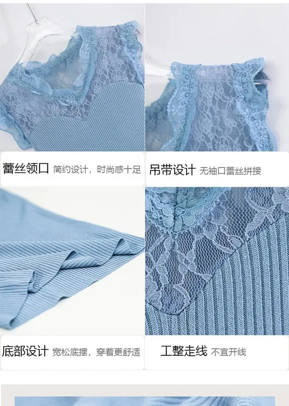T-shirt sans manches pour femmes, col en v, couture en dentelle, gilet transparent en soie glacée, bretelles, couche de Base tricotée, été