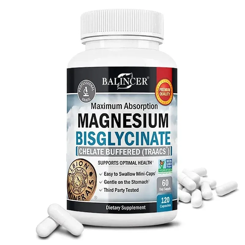 Magnesium Bisglycinate 400 Mg - 120 Vegetarian Capsules - Supports Muscle Joint and Heart Health