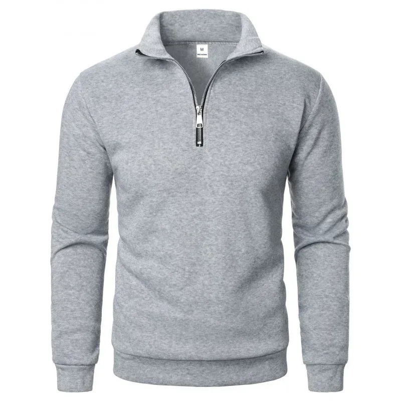 Spring Autumn new Casual Half Zipper stand collar sweatshirt Trend Simple slim men Pullover long sleeve tops Men's sweatshirt