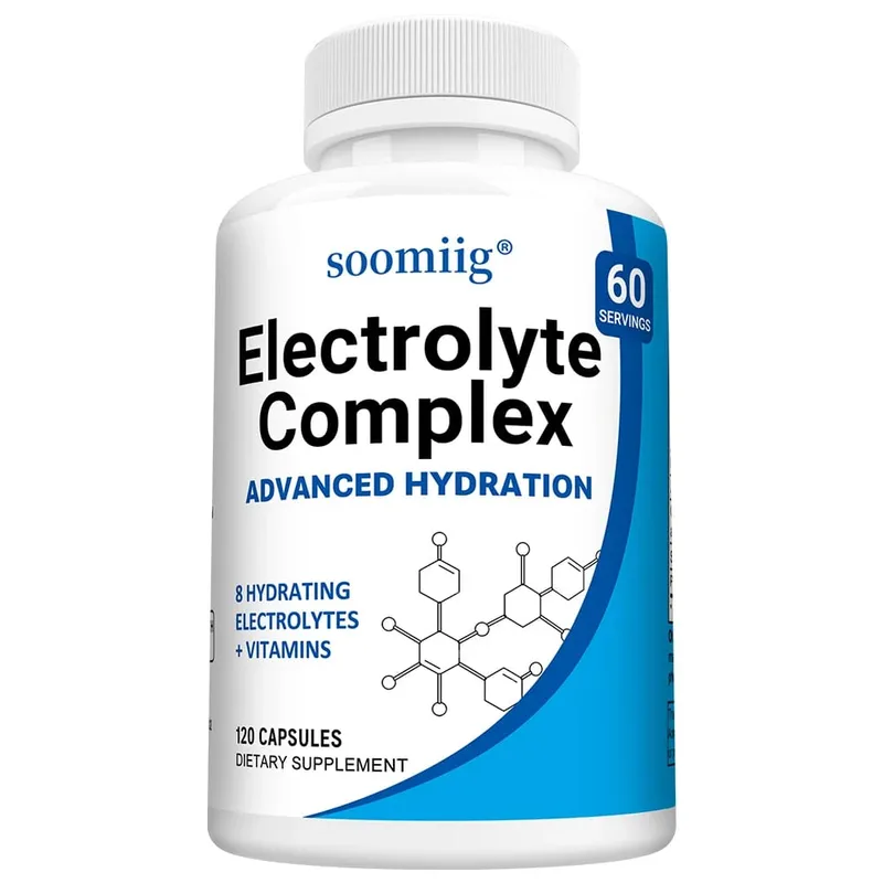 Electrolyte Salts Capsules with B6 B12 Magnesium Potassium & Zinc Fast Hydration Reduces Muscle Cramps Supports Recovery