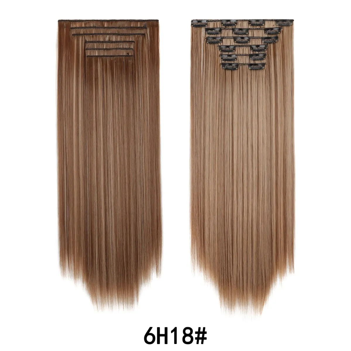 Jeedou Jeedou 6Pcs Clip In Straight Hair Extensions 60cm Long Synthetic Hair Pieces With 16 Clips Heat Resistant Hair For Women