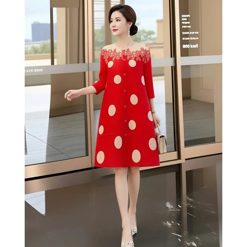 Miyake Pleated Original Polka Dot Dresses Plisse Women Pleats Loose Plus Size 2026 Summer New Casual Versatile Fold Dress