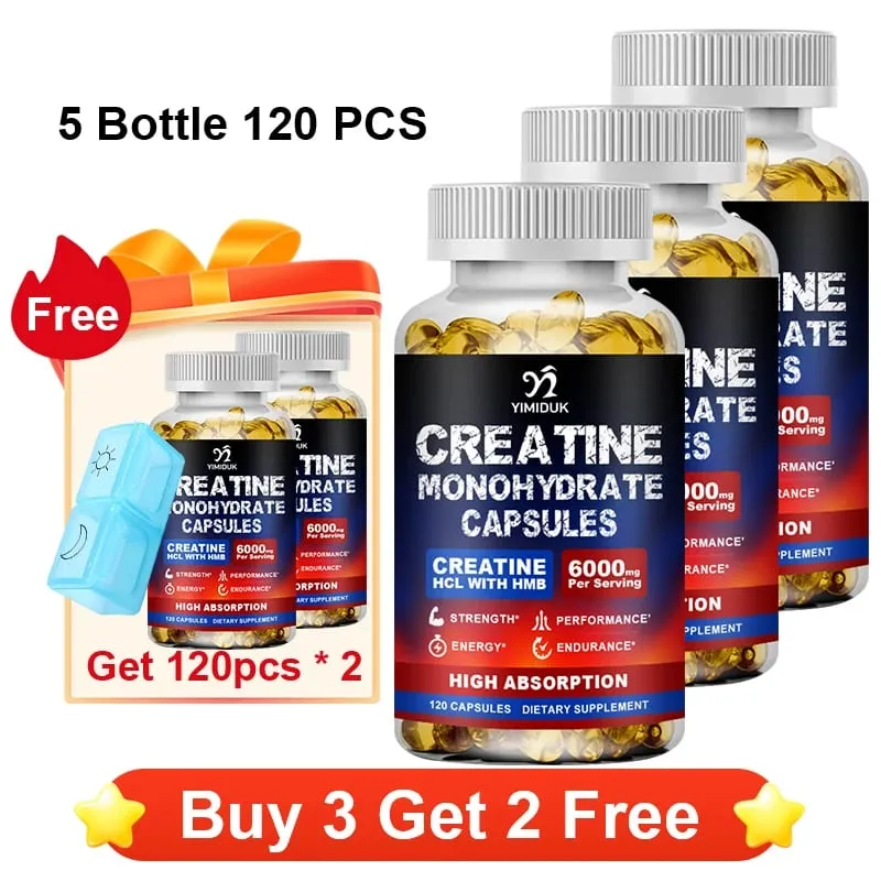 High Absorption Creatine Capsules with Mixed Creatine Vitamin E Boost Muscle Growth Extend Workout Accelerate Recovery