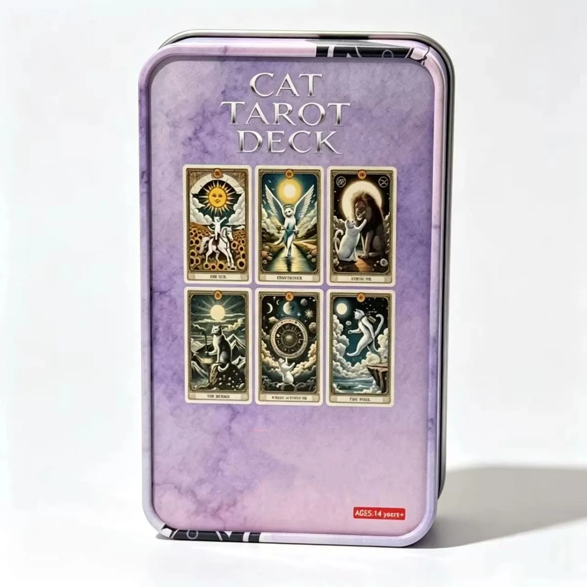 12*7cm Cat Tarot Deck In Metal Box 350GSM English Version Wait Tarot Cards Board Games with Paper Instruction Manual