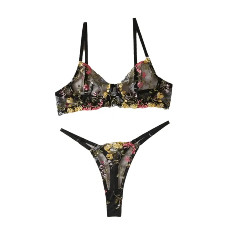 Versatile Transparent Lingerie Set Ultra-thin Push Up Panties Bra Set Elegant Bra Suit Lady
