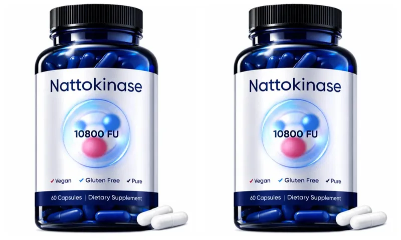 60 Count Organic Nattokinase 10800 FU Capsules Heart Health Support Vegan Gluten-Free Natural Blood Clot Dissolving Supplement