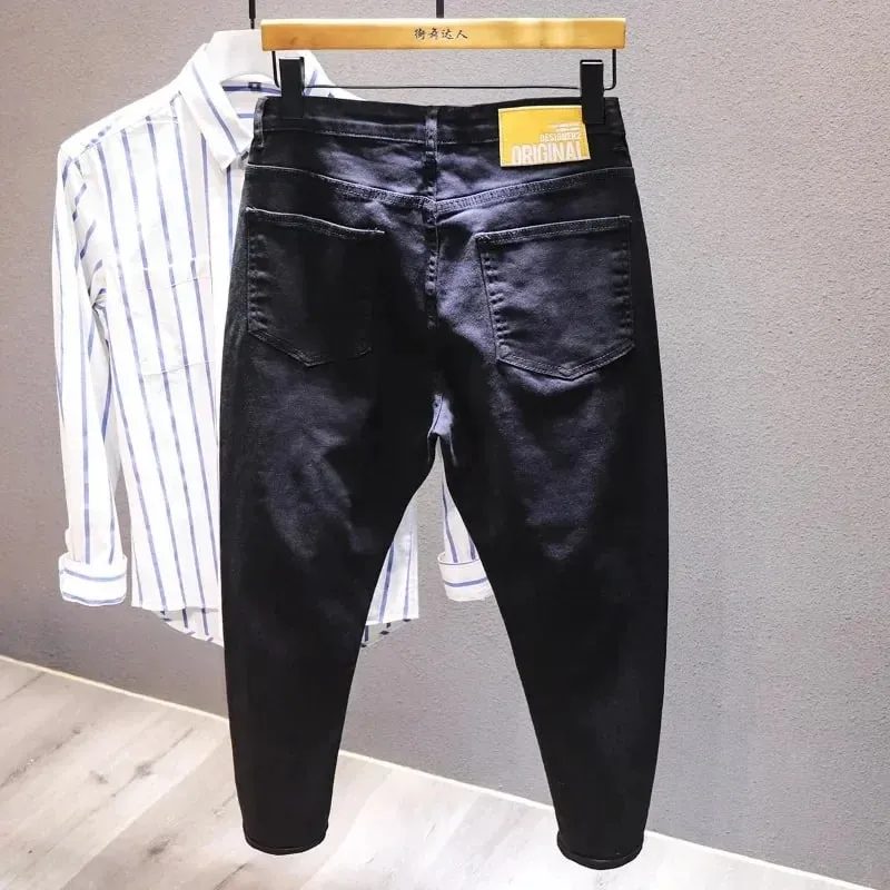 Nové džíny s roztrhanou dírkou Muži Bílá Móda Harém Pánské Kalhoty Univerzální Stretch Pohodlné Streetwear Džínové kalhoty